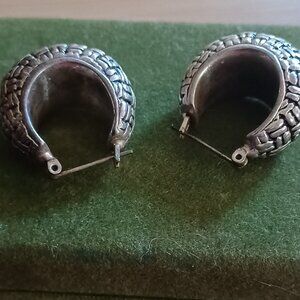 Silver plated full hoop earrings